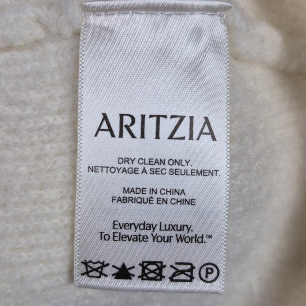 Aritzia The Group 100% Wool Mock Neck Boucle Boxy Sweater Cream Large 122817 - Picture 5 of 8